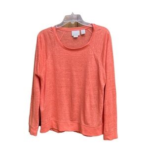 Cynthia Rowley Women’s Semi-Sheer Pullover Pale Orange Long Sleeve Shirt SZ S